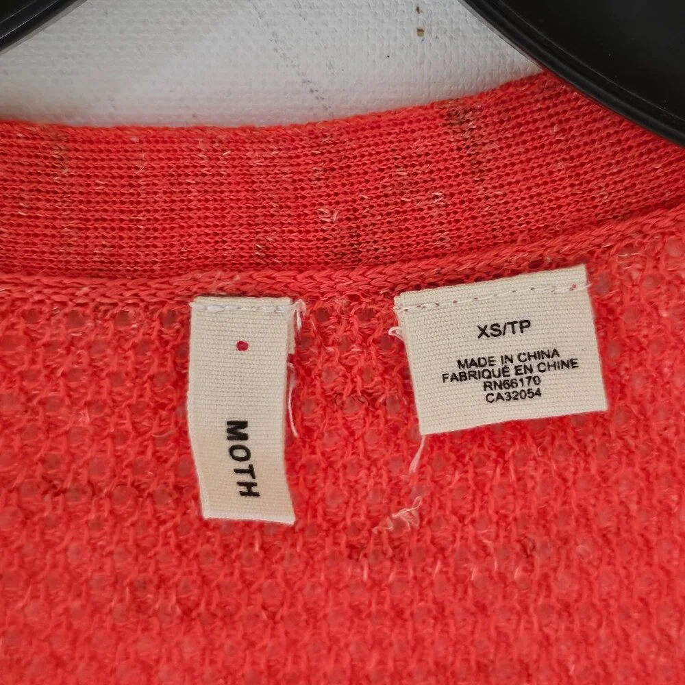 Moth Ombre Colorblock‎ Knit Button Front Cardigan Sweater XS TP Coral Pink